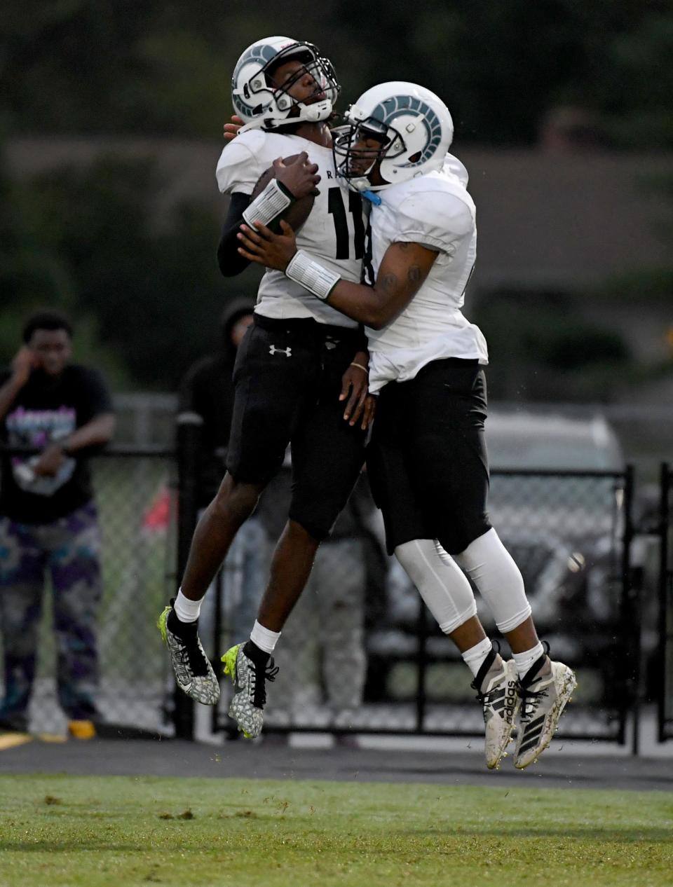 Parkside's Cameron Johnson (11) celebrates his touchdown against Bennett Friday, Sept. 29, 2023, at Wicomico County Stadium in Salisbury, Maryland. Bennett defeated Parkside 22-21.