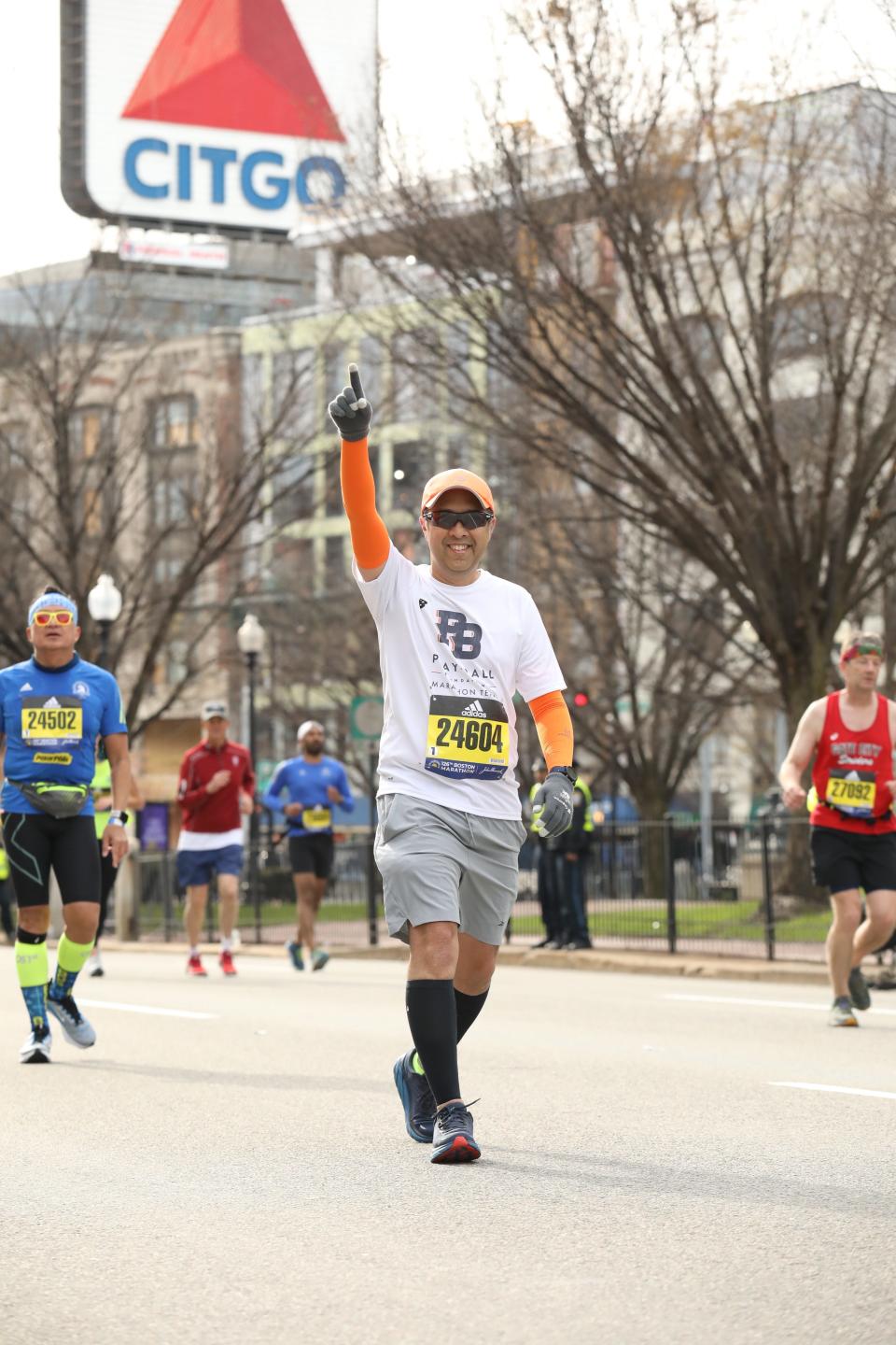 Apollo Lirio during his run in the Boston Marathon.