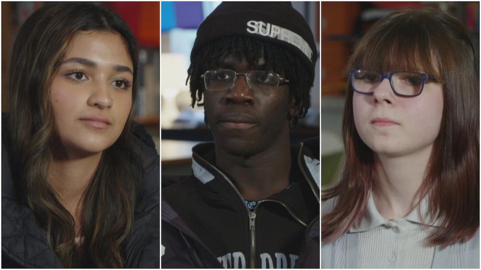 High school seniors Sana Johal, from left, Bullen Kosa and Emma Hoffman have all taken Black Studies 12, a social studies elective course in B.C.'s Surrey School District that was co-created by their teacher Melanie Scheuer.