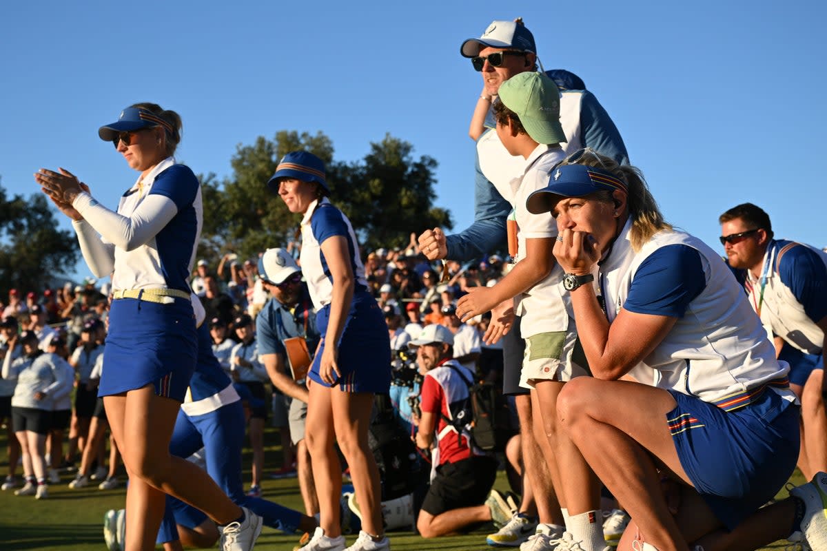 Watching on: Suzann Pettersen was stunned as her Europe team fought back brilliantly at the Solheim Cup  (Getty Images)