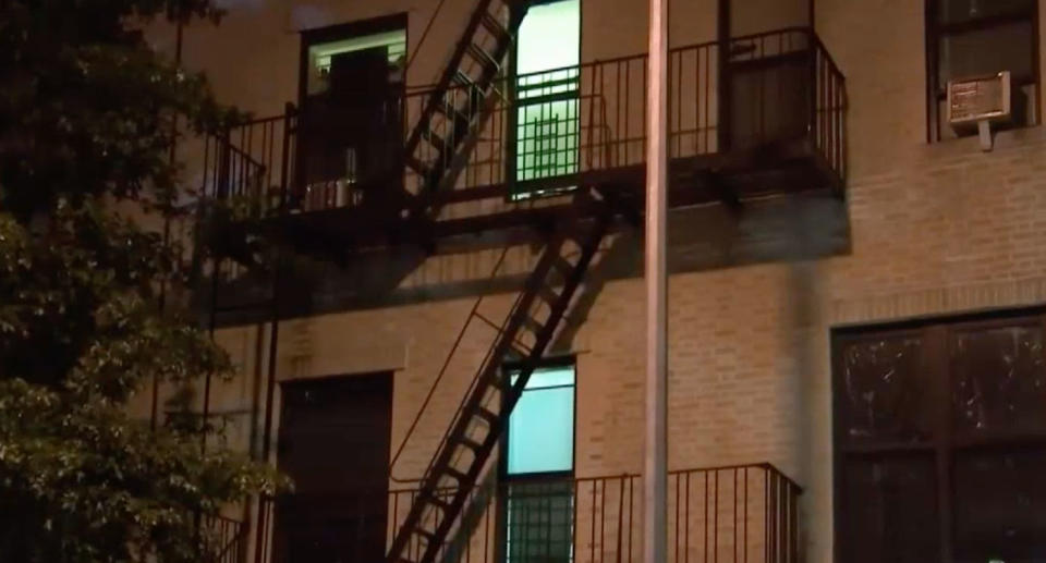 An apartment building in the Bronx, New York where a bound body was found.