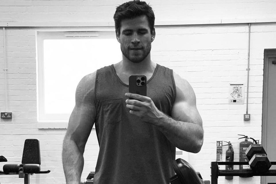 <p>Liam Hemsworth/Instagram</p> Liam Hemsworth shares a gym selfie on April 5