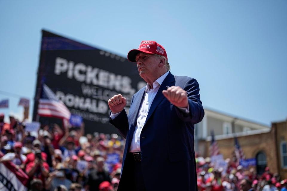 Former President Donald Trump speaks during a rally on 1 July (AP)