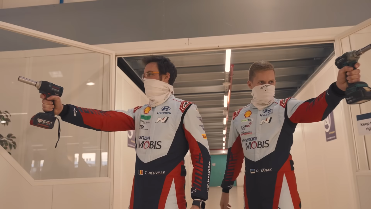 <em>Thierry Neuville and </em>Ott Tänak in the Grand Test Auto XXIV trailer.