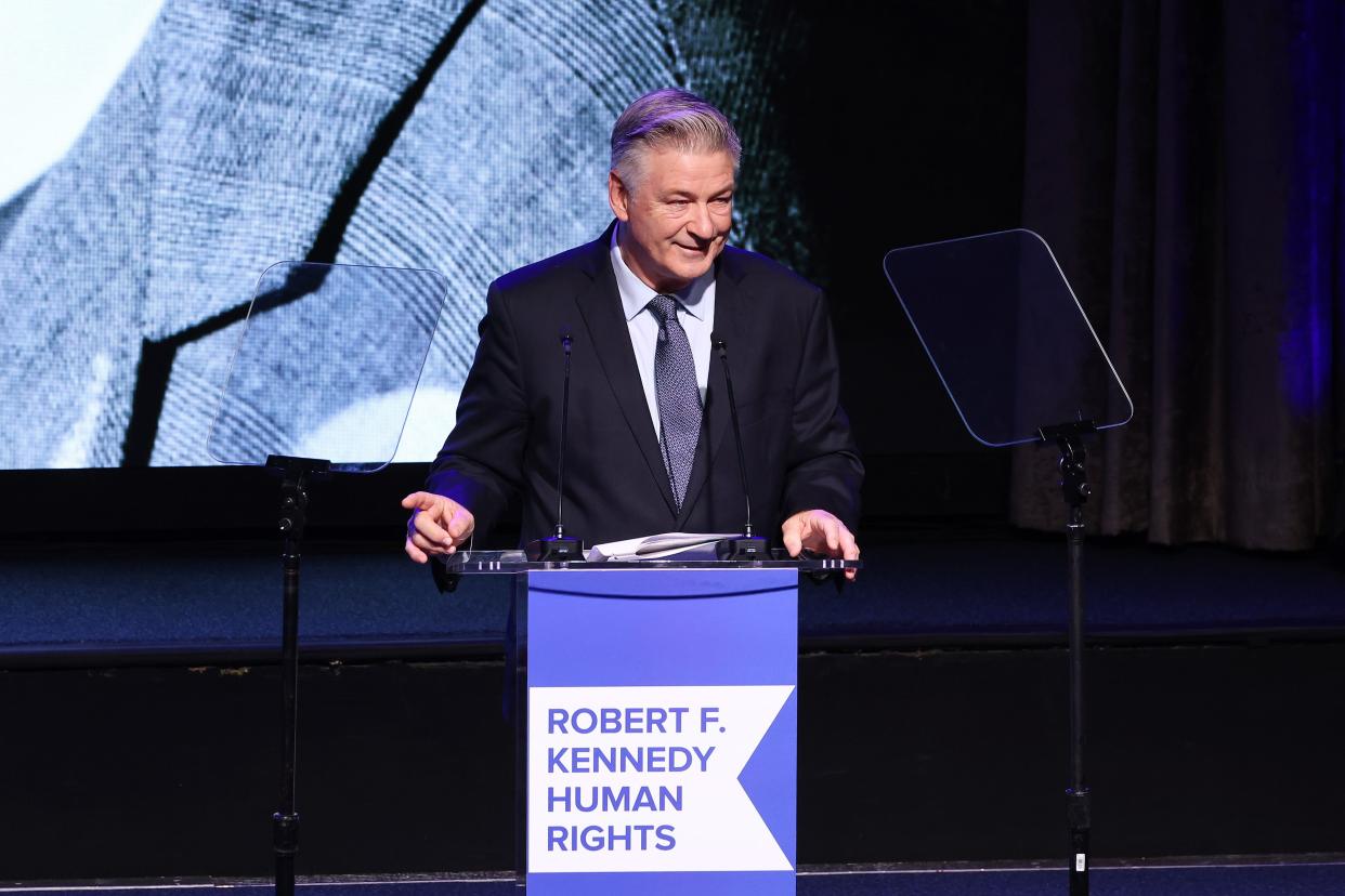 Alec Baldwin speaks during the Robert F. Kennedy Human Rights' 2023 Ripple of Hope Gala on Dec. 6, 2023, in New York City.