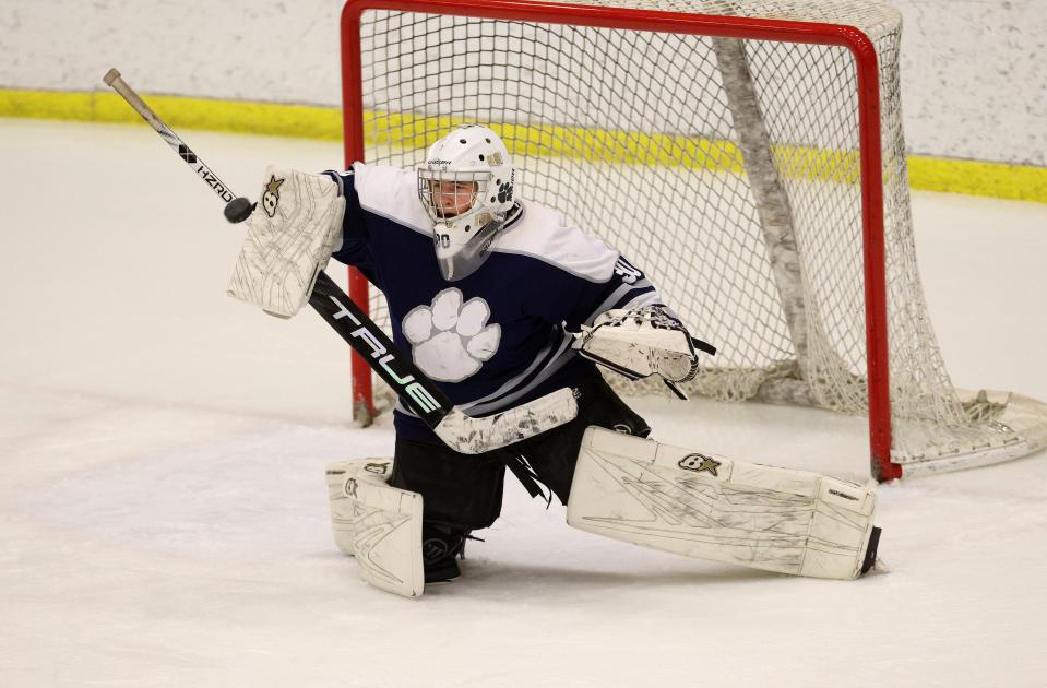 Goalie Aden Brown is the anchor of the Pittsford defense heading into Saturday's state semifinal.