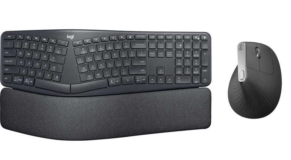 Logitech ERGO K860 Bluetooth Keyboard with MX Vertical Wireless Optical Mouse. Image via Best Buy.