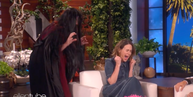 Despite starring in American Horror Story, the actress doesn't like being scared. Source: The Ellen Show