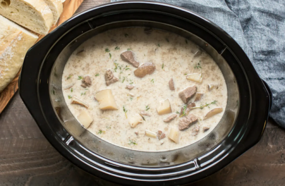 <p>The Magical Slow Cooker</p><p>It doesn't get much heartier of a soup than steak and potatoes! </p><p><strong>Get the Recipe: <a href="https://www.themagicalslowcooker.com/slow-cooker-steak-and-potato-soup/" rel="nofollow noopener" target="_blank" data-ylk="slk:Crock Pot Steak and Potato Soup;elm:context_link;itc:0;sec:content-canvas" class="link ">Crock Pot Steak and Potato Soup</a></strong></p>