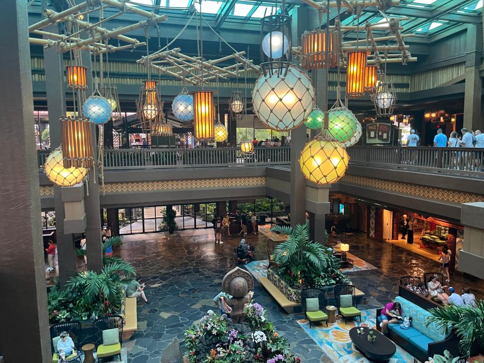 aerial view of the lobby at disney's polynesian resort