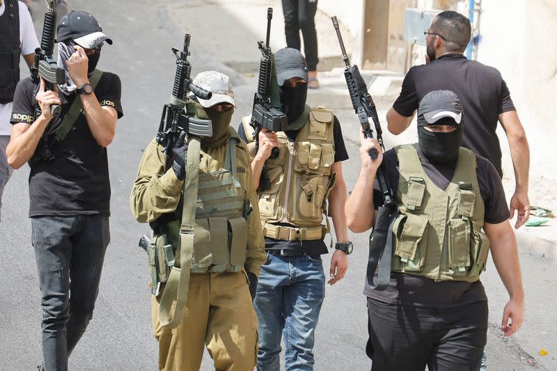 Funeral of Palestinian who was killed in an Israeli raid, in the Israeli-occupied West Bank