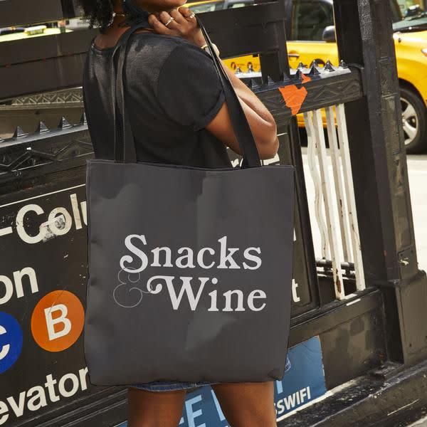 13) Snacks & Wine Tote Bag