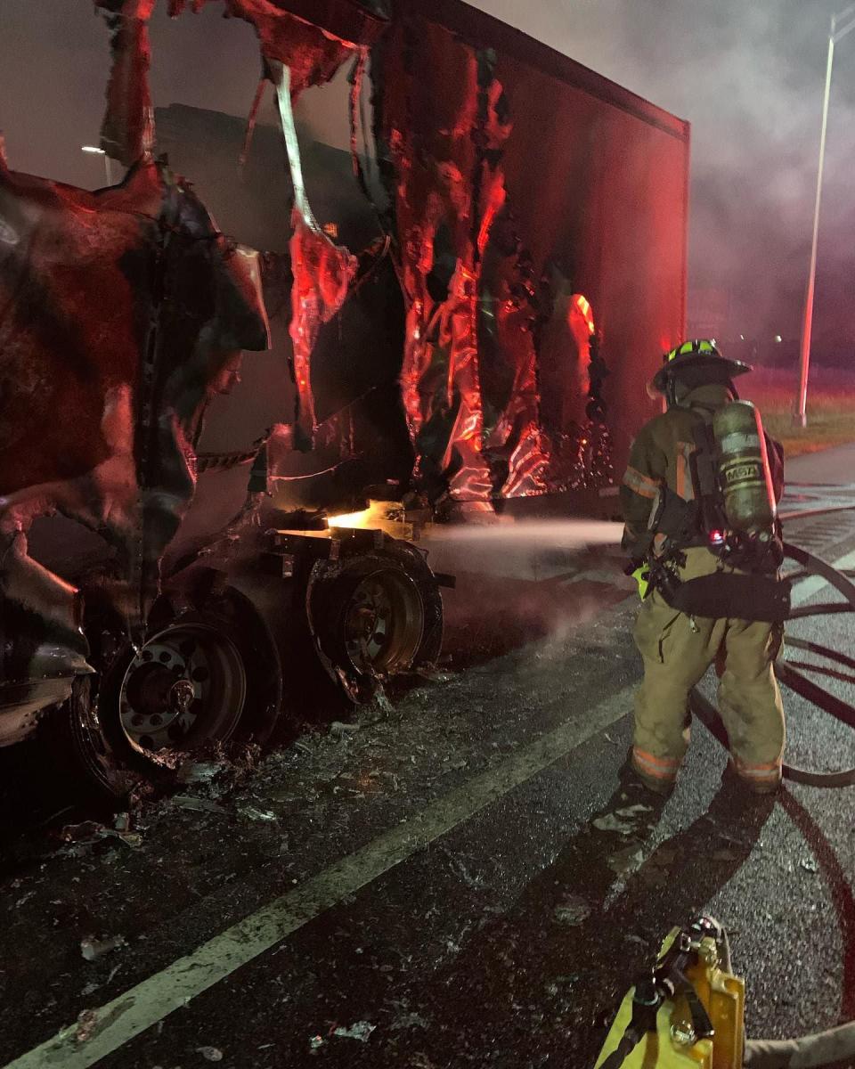 Daytona Beach Fire said the driver was hauling produce from Plant City to Jacksonville.