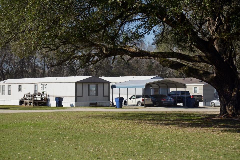 Mobile homes in Huntington Haven Estates at 405 Avenue F in Huntington, Texas, February 25, 2024.