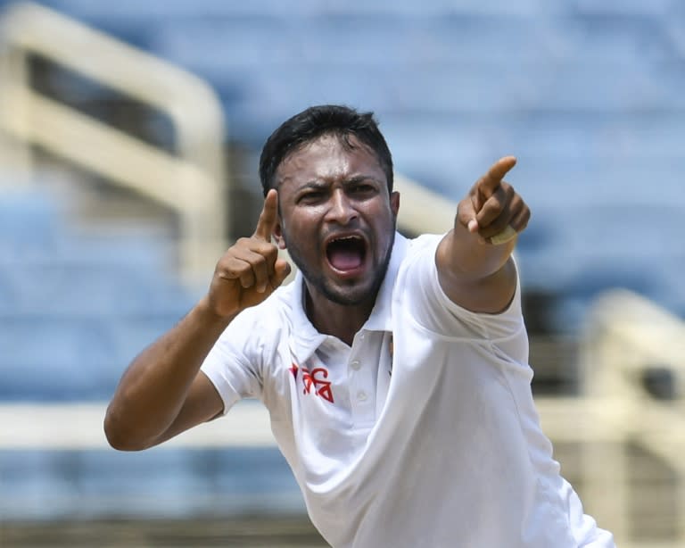 Bangladesh spinner Shakib Al Hasan had a busy morning as he continued to run through the West Indies batting in Kingston on Saturday