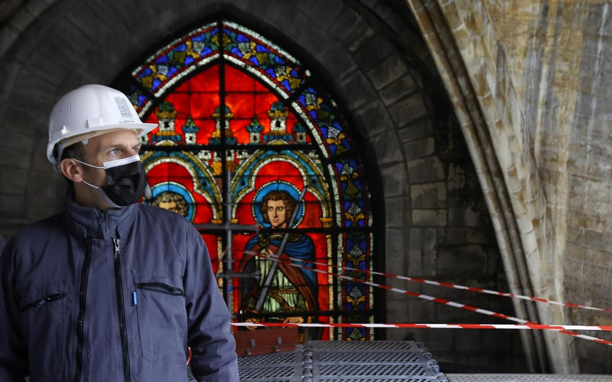 President Macron visits Notre Dame Catheral on the second anniversary of the blaze - Reuters