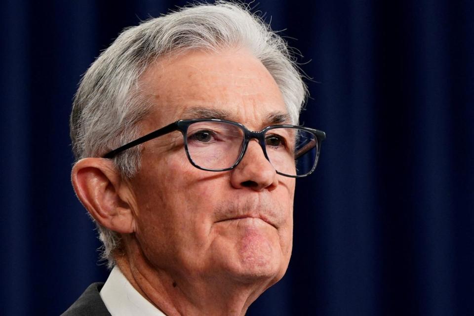 PHOTO: U.S. Federal Reserve Chair Jerome Powell holds a press conference following a two-day meeting of the Federal Open Market Committee on interest rate policy, March 20, 2024, in Washington.  (Elizabeth Frantz/Reuters, FILE)