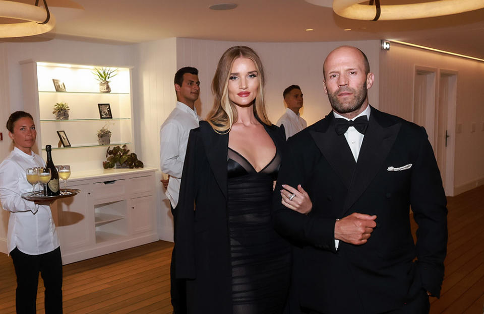 Rosie Huntington-Whiteley and Jason Statham attend the Warner Bros. Discovery and Air Mail party in Cap d'Antibes, France during the Cannes Film Festival at Hotel du Cap-Eden-Roc on May 23, 2023.