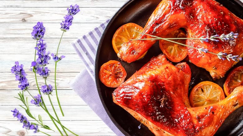 Lavender and cooking chicken