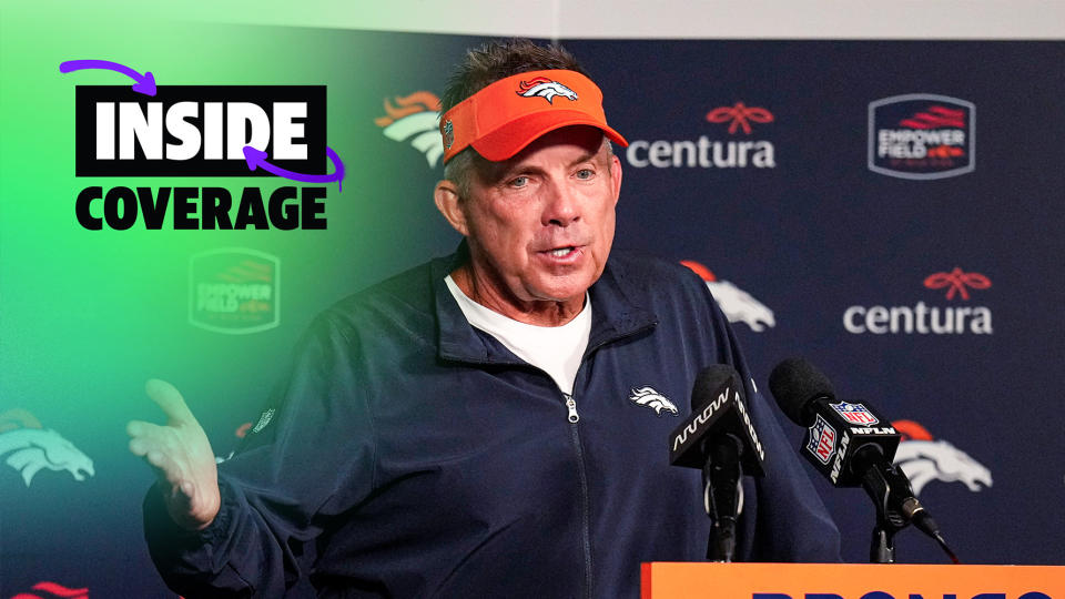 Denver Broncos head coach Sean Payton talks to members of the media at a news conference following a loss against the Las Vegas Raiders during an NFL football game Sunday, Sept. 10, 2023, in Denver. (AP Photo/Jack Dempsey)