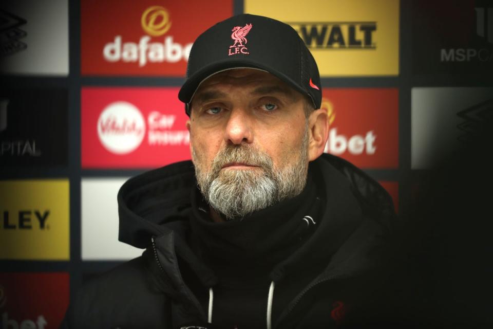 Jurgen Klopp clashed with reporters in a sometimes tetchy press conference on Friday (Kieran Cleeves/PA) (PA Wire)