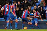 Football Soccer - Crystal Palace v Chelsea - Barclays Premier League - Selhurst Park - 3/1/16 Chelsea's Cesc Fabregas clashes with Crystal Palace's James McArthur Action Images via Reuters / John Sibley Livepic