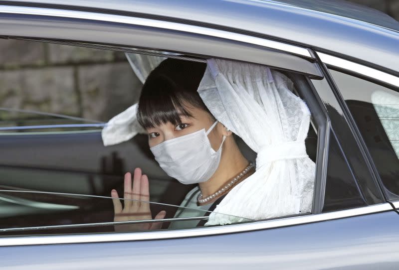 FILE PHOTO: Japan's Princess Mako leaves her home for her marriage at Akasaka Estate in Tokyo