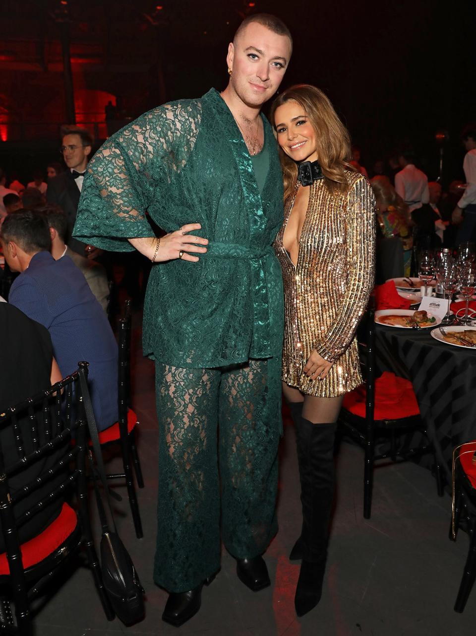 Sam Smith and Cheryl Cole attend the Virgin Atlantic Attitude Awards 2019 at The Roundhouse in London on Wednesday.