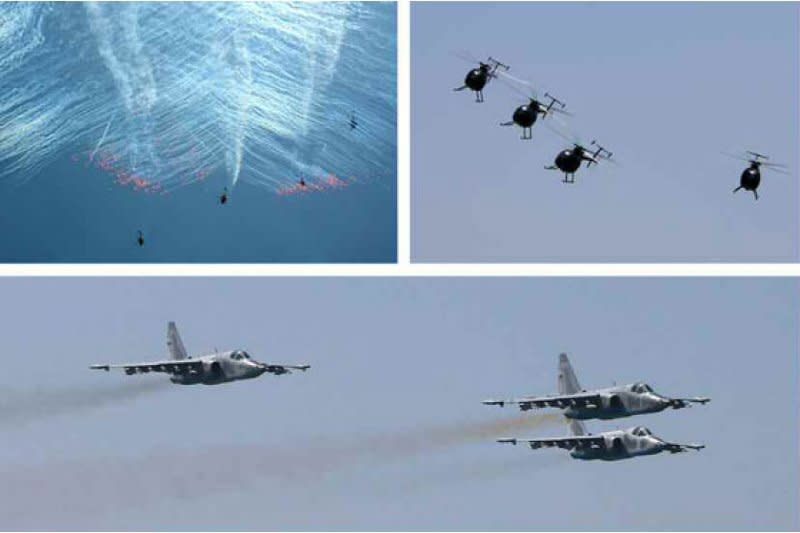 北韓4日舉行以打擊航母為想定的空軍實彈演練。（勞動新聞）