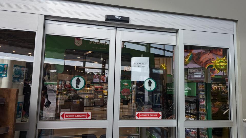 Customers of the Sobeys on Mumford Road in Halifax were greeted by a sign telling them the store was sold out of water on Tuesday morning.