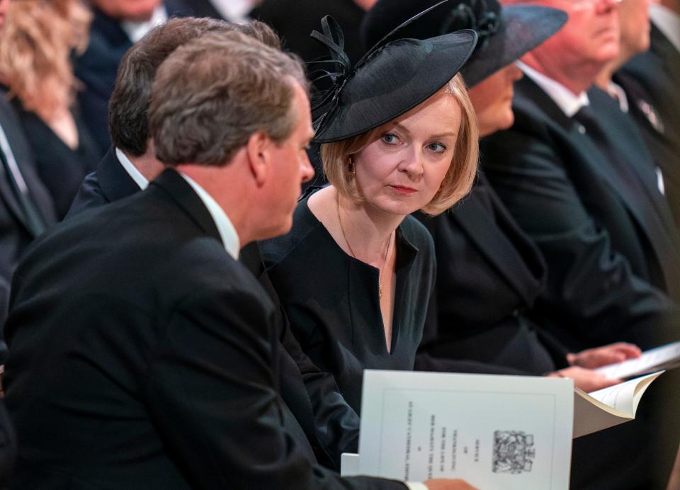 British Prime Minister Liz Truss before the start of the memorial service for Queen Elizabeth II