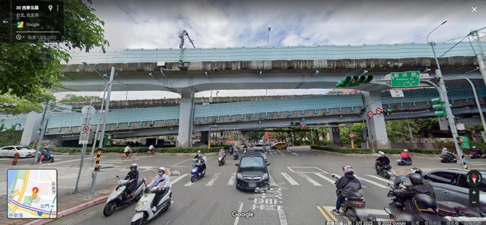 圖／鄭州路與西寧北路交叉口，為2021年台北市最常發生交通事故的熱點第6名。