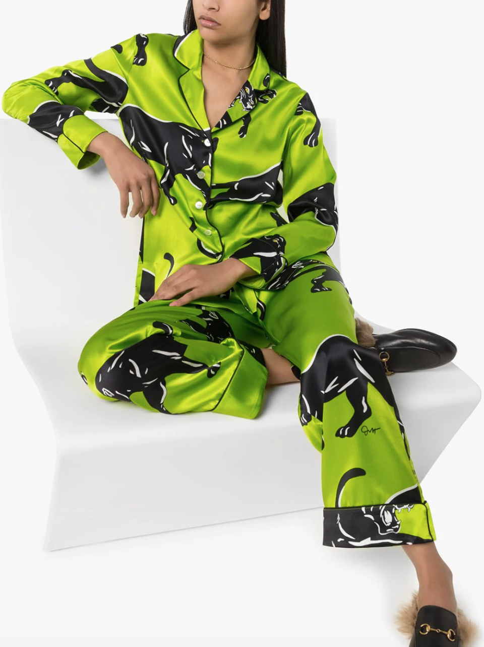 Olivia Von Halle Lila Hades printed pyjama set. Image via Farfetch.