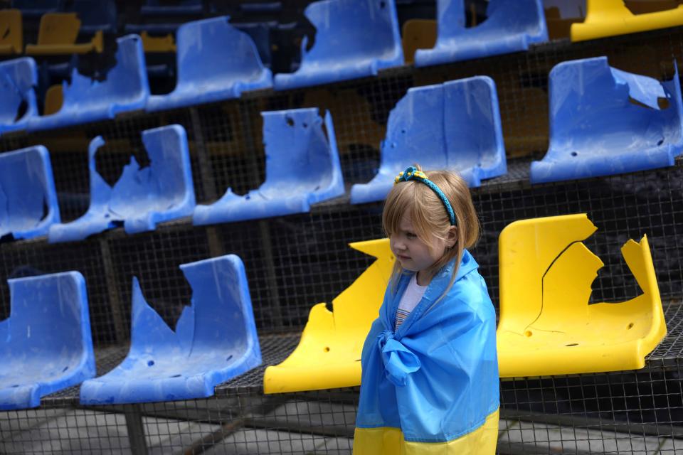 Ukraine displays destroyed stadium stand in Munich in reminder of war