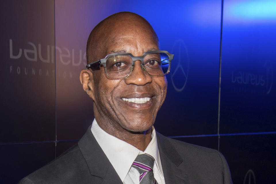 FILE - Edwin Moses attends the Laureus Fashion Show Gala in New York, in this Sept. 10, 2019, file photo. Just to hear chatter in the nation’s capital about a possible boycott of the Winter Olympics in China had to be enough to alarm athletes already deep in preparation for the games. ``For an Olympic athlete a boycott is an absolute tragedy,’’ track great Edwin Moses said. ``We only get that one shot every four years.’’ Moses hasn’t run in an Olympics since 1988, though he’s got a unique insight into boycotts. (Photo by Charles Sykes/Invision/AP, File)