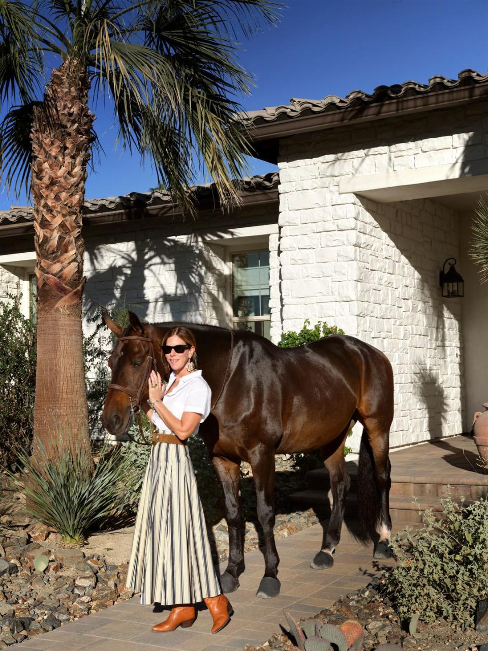 irene neuewirth at her la quinta home with horse