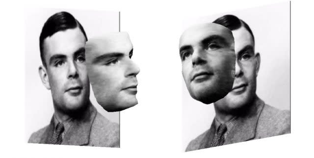 ▲ 運用網站提供的圖靈（Alan Turing）正面照片做出的 3D 建模。