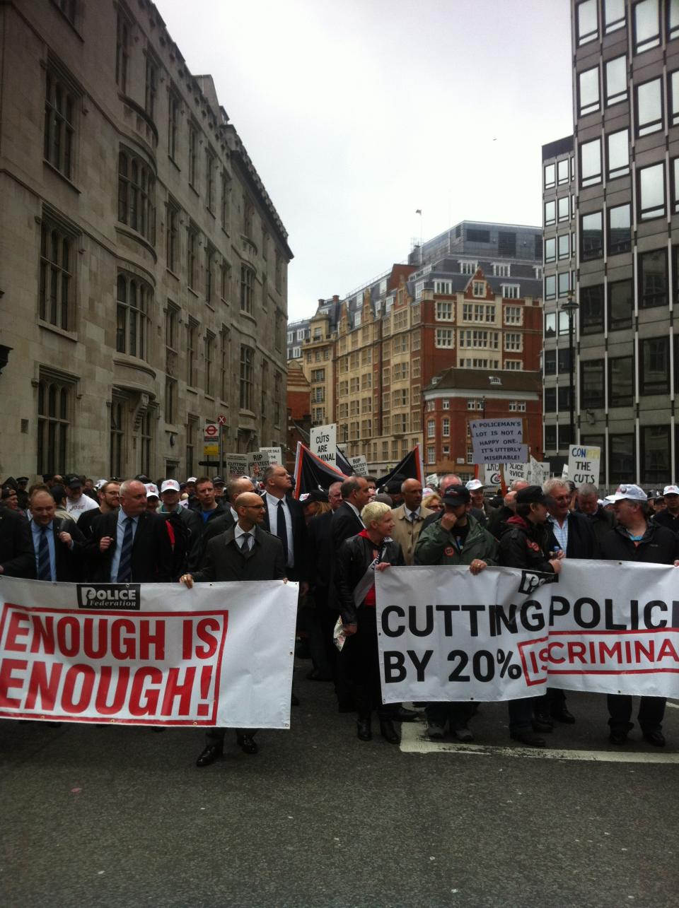 An estimated 20,000 off-duty police officers marched in Westminster.