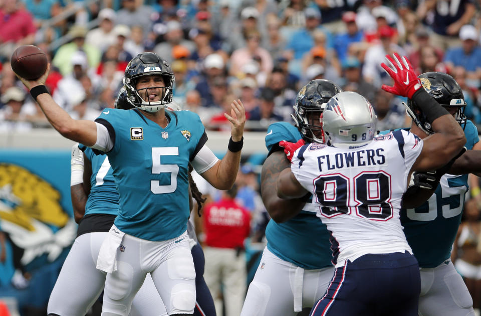 Jacksonville Jaguars quarterback Blake Bortles was hot in a big win over the Patriots. (AP)