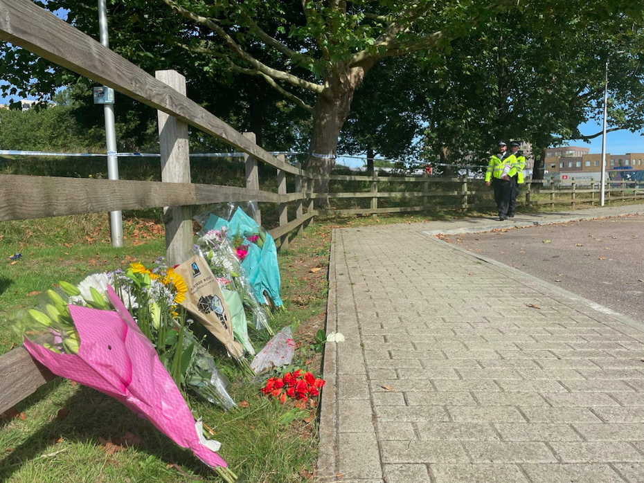 Flowers have been left close to where Sabina Nessa's body was found. (SWNS)