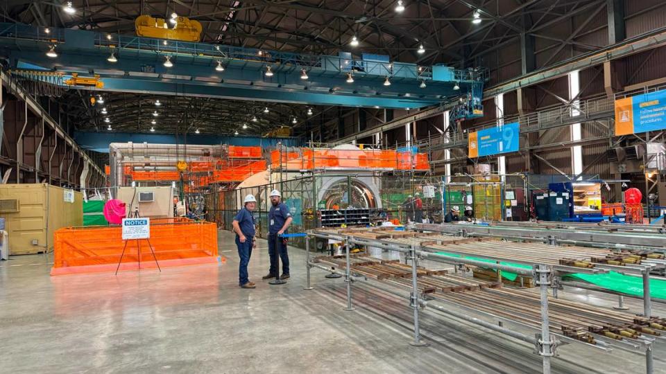 Parts and equipment fill the floor of the Diablo Canyon nuclear power plant turbine building during Unit 2’s refueling outage in April 2024. Joe Tarica/jtarica@thetribunenews.com