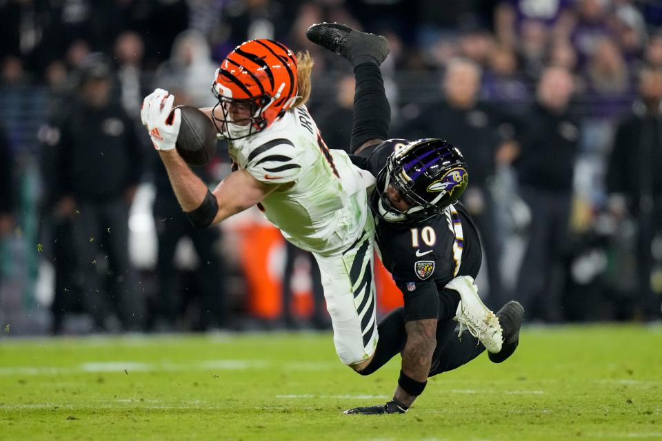 Cincinnati Bengals wide receiver Trenton Irwin took advantage of aggressive throws over the middle of the field by quarterback Jake Browning