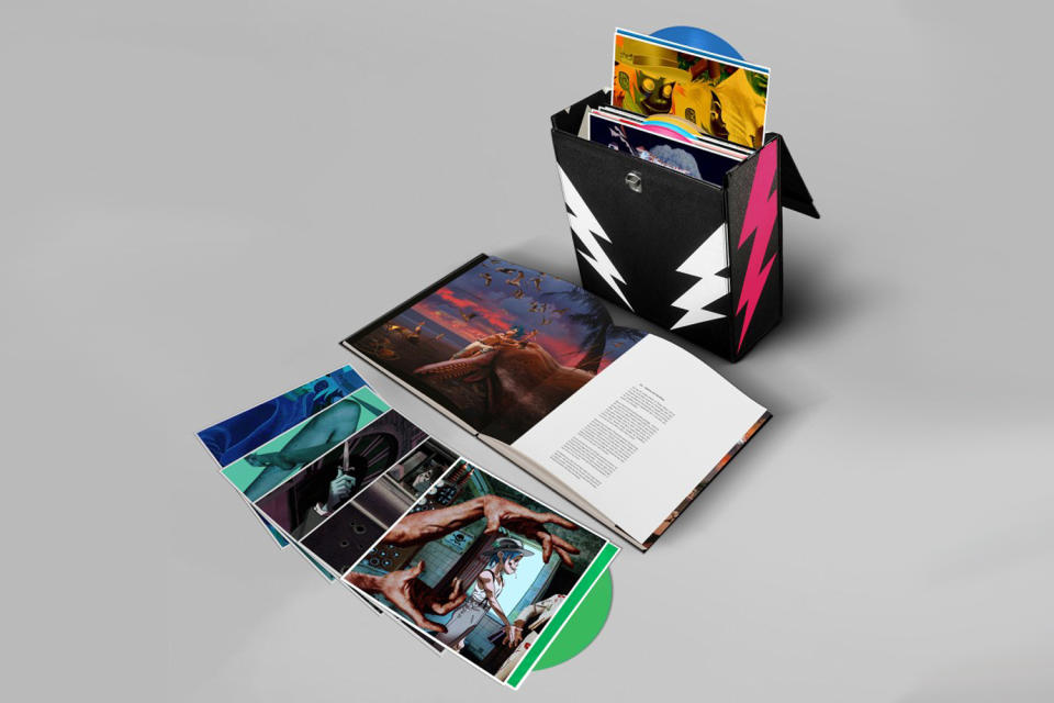 <p>Leave it to Damon Albarn and company to prove that a boxed set need not be limited to archival material. The cartoon band blows out its latest album, <em>Humanz</em>, as a Super Deluxe Box Set with a 14-disc colored-vinyl extravaganza boasting 14 bonus tracks as B-sides. Each 12-inch comes packaged in its own sleeve with individual artwork. It’s topped off with a 54-page, cloth-bound hardcover book featuring original artwork by the mastermind behind the band’s look, Jamie Hewlett. And if you don’t want to spin your vinyl, a download card is also included. This set will drive collectors ape, but note, it’s insanely pricey. For the hardest, hardcore fans only. $350. (Photo: Gorillaz.com) </p>