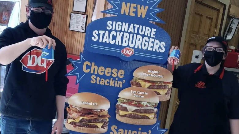 dairy queen employees stackburger standee