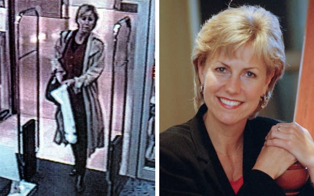 Jill Dando, the TV presenter who won over audiences with her down to earth charm, seen on CCTV the morning she was murdered - Colin Davey /Getty Images/Hulton Archive 