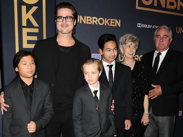 <p>Jason LaVeris/FilmMagic</p> Brad Pitt, Pax Thien Jolie-Pitt, Shiloh Nouvel Jolie-Pitt, Maddox Jolie-Pitt, Jane Pitt and William Pitt at the premiere of "Unbroken" on December 15, 2014 in Hollywood, California.