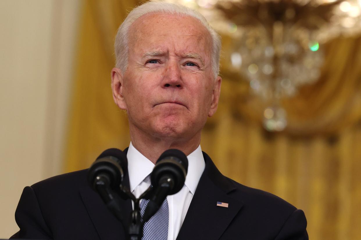 Joe Biden defended his decision to withdraw the US from Afghanistan in a speech at the White House on 16 August, 2021.  (Getty Images)