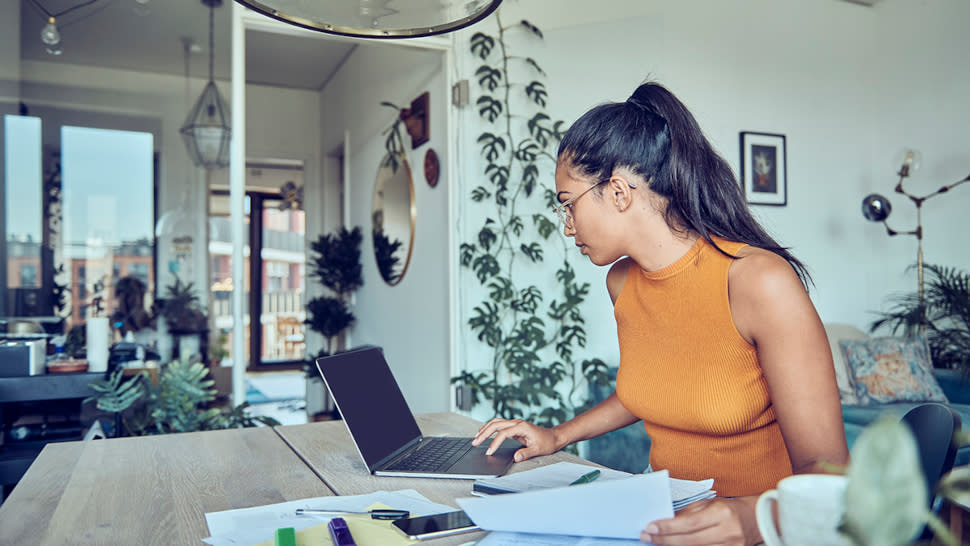  Woman running her business from home. 