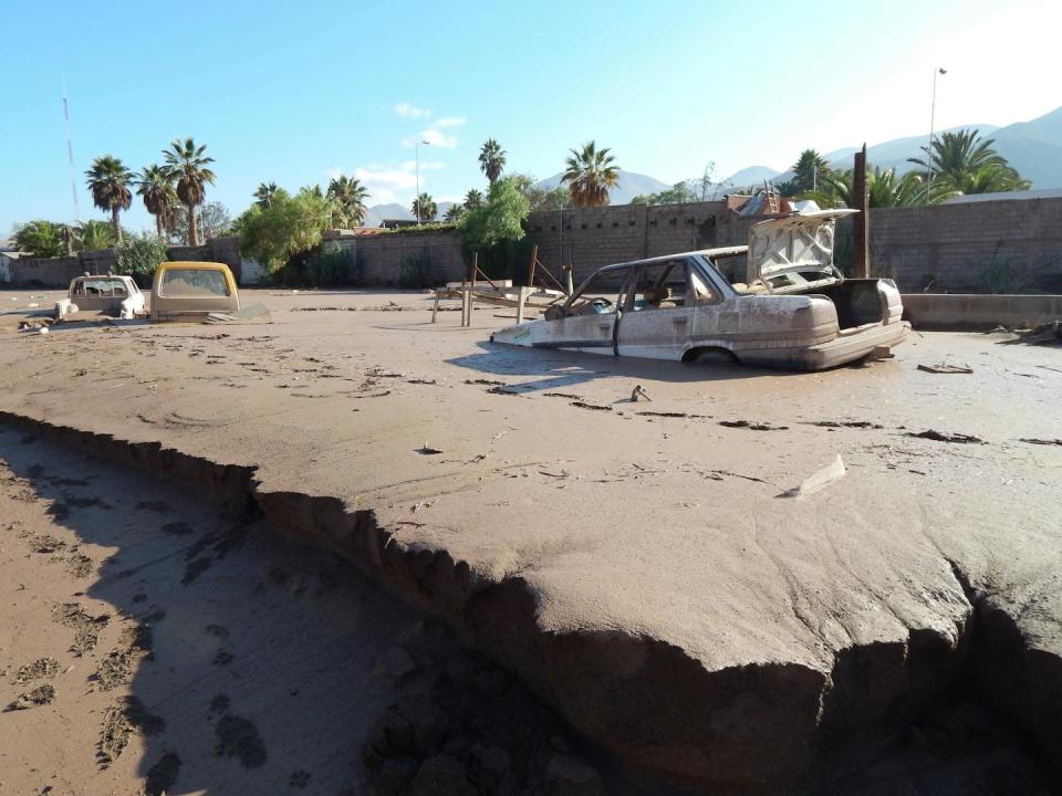 Calles de la ciudad de Copiapó tras la inundación del 25 de marzo de 2015 en la que se acumuló una gran cantidad de sedimento. Tatiana Izquierdo