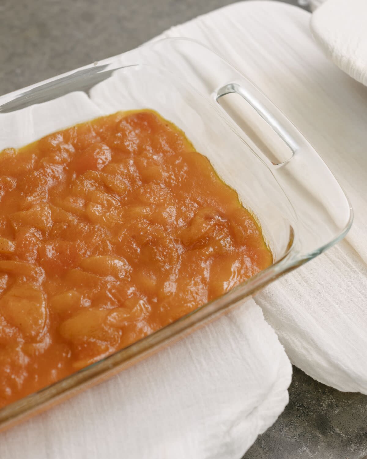 Amer Budayr's apricots in a glass dish after they've spent time in the sun drying.